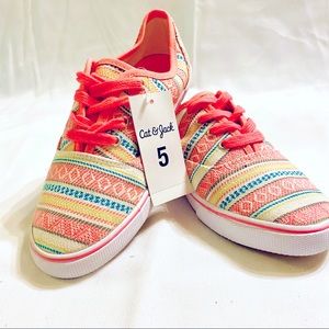 🧡 CAT & JACK: Coral Stripe Tennis Shoes 🧡